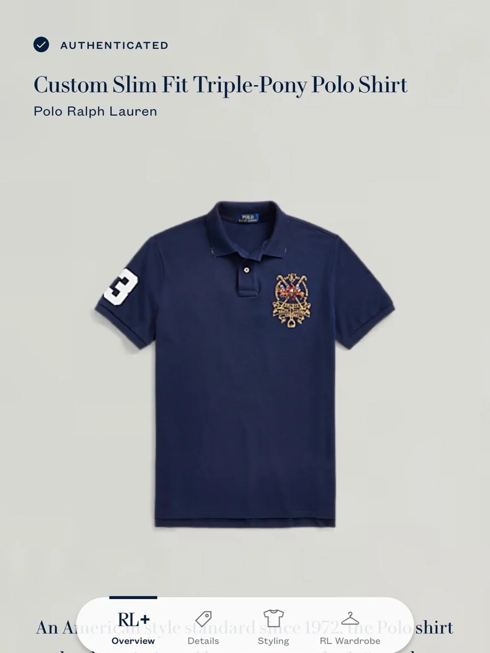 Polo by Ralph Lauren Navy Embroidered Triple-Pony Polo